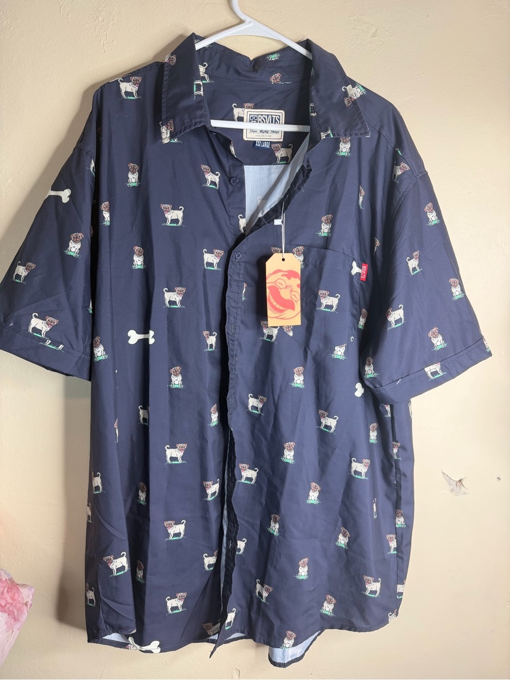 RSVLTS Pug Dog Button Up Shirt XXL
